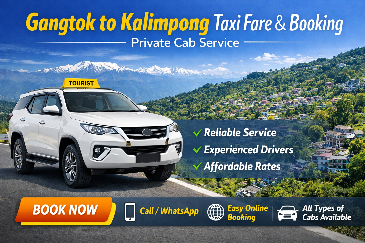 Gangtok to Kalimpong Taxi Fare & Booking | Private Cab Service